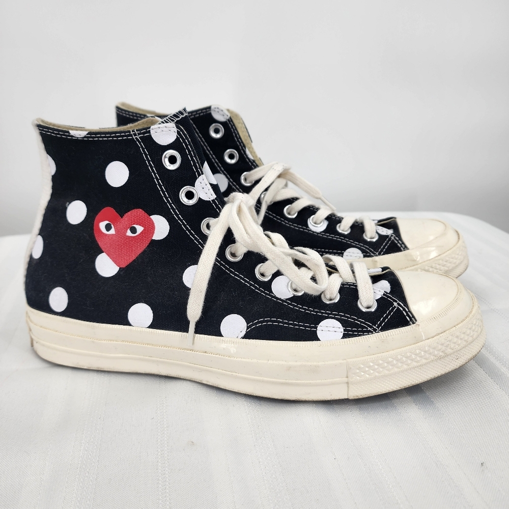 CHUCK TAYLOR Converse Comme Des Garcon X Play Polka Dot High Top‎ Sneakers 11